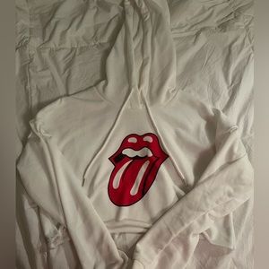 Cropped Rolling Stones Tongue Hoodie